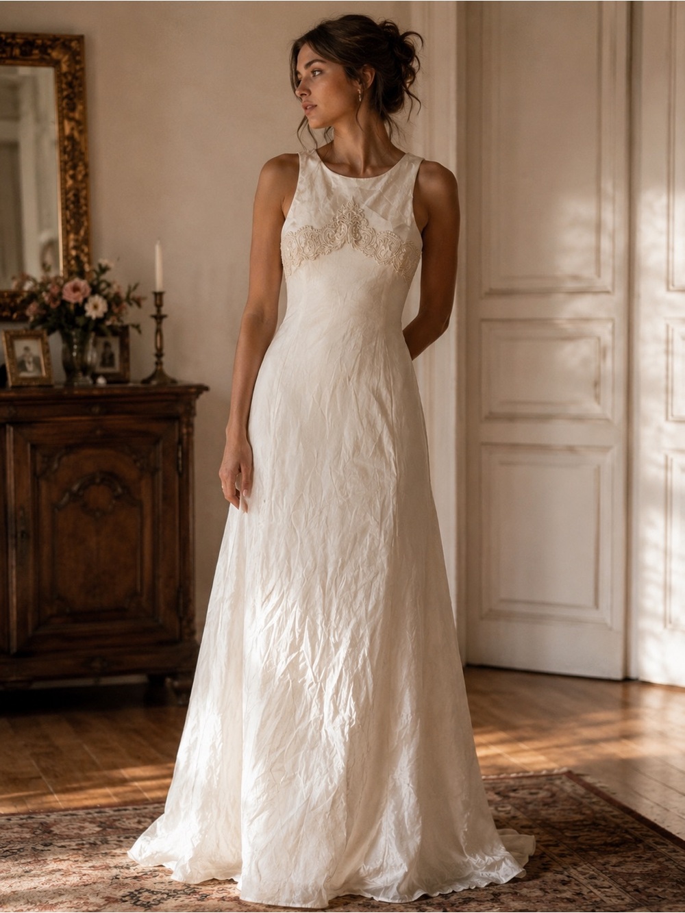 Scott McClintock Vintage cream lace wedding party dress size 10 lace detail new